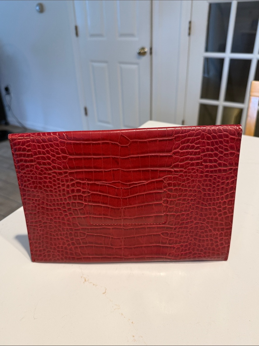 Banana Republic Red Croc-Embossed Envelope Clutch - Picture 4 of 5